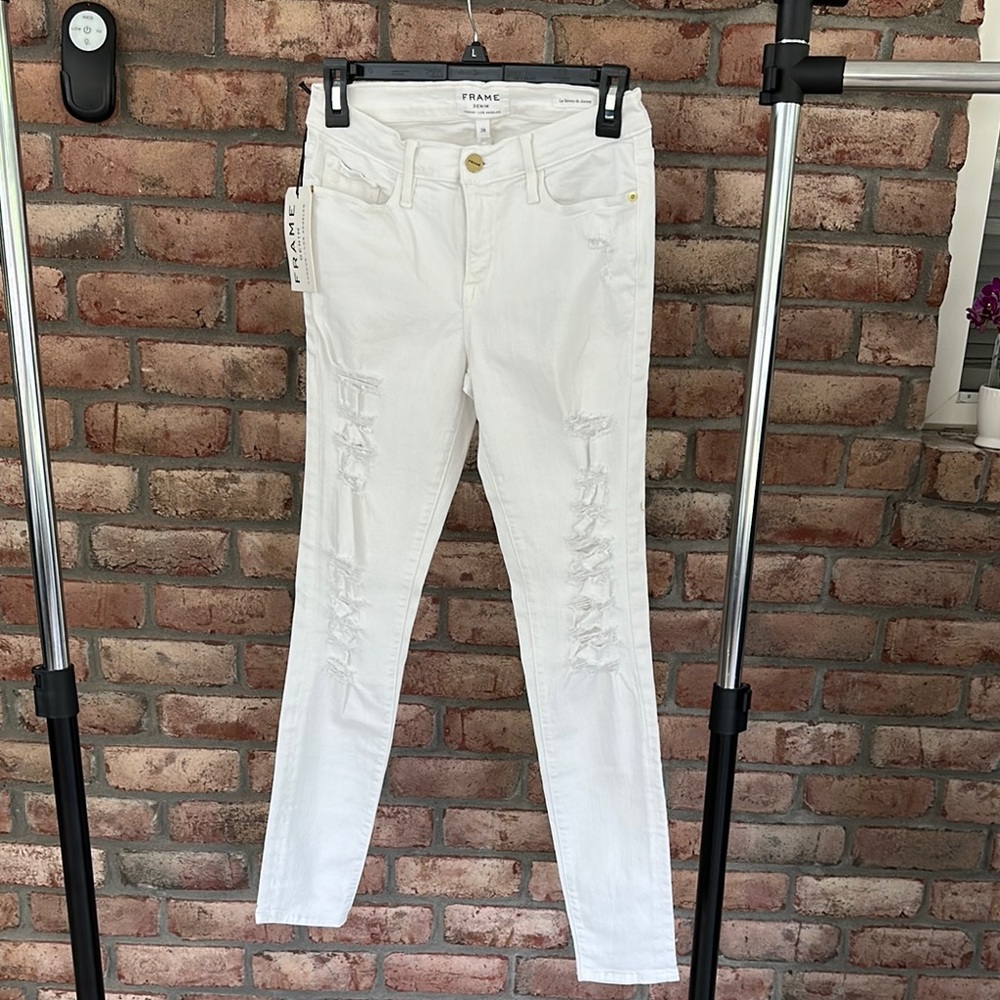 Frame Women's White Distressed Jeans